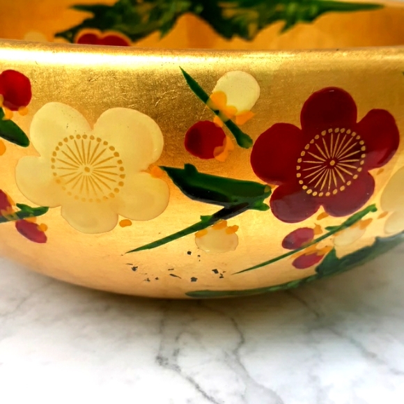 VTG HAND PAINTED JAPANESE LACQUERWARE BOWL - Picture 3 of 11